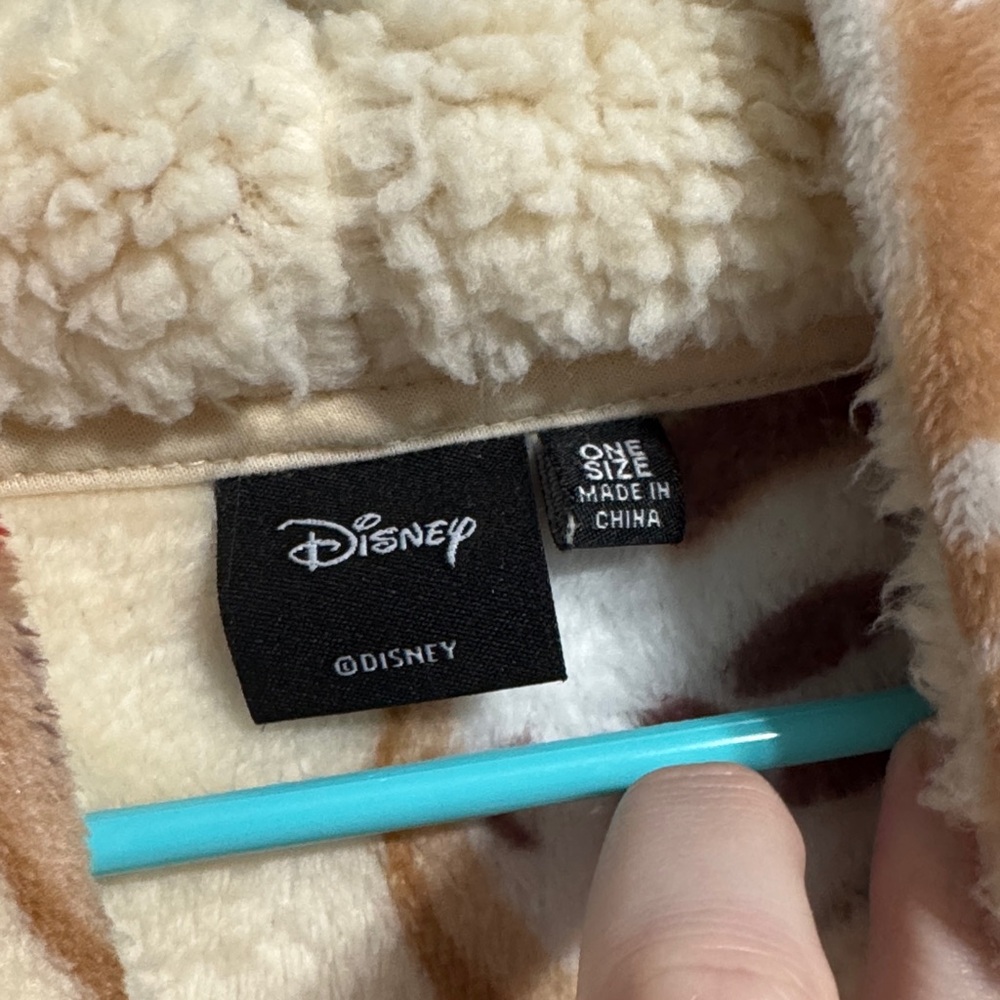 Disney Cream and Brown Plush Fleece Onesie - Picture 2 of 4